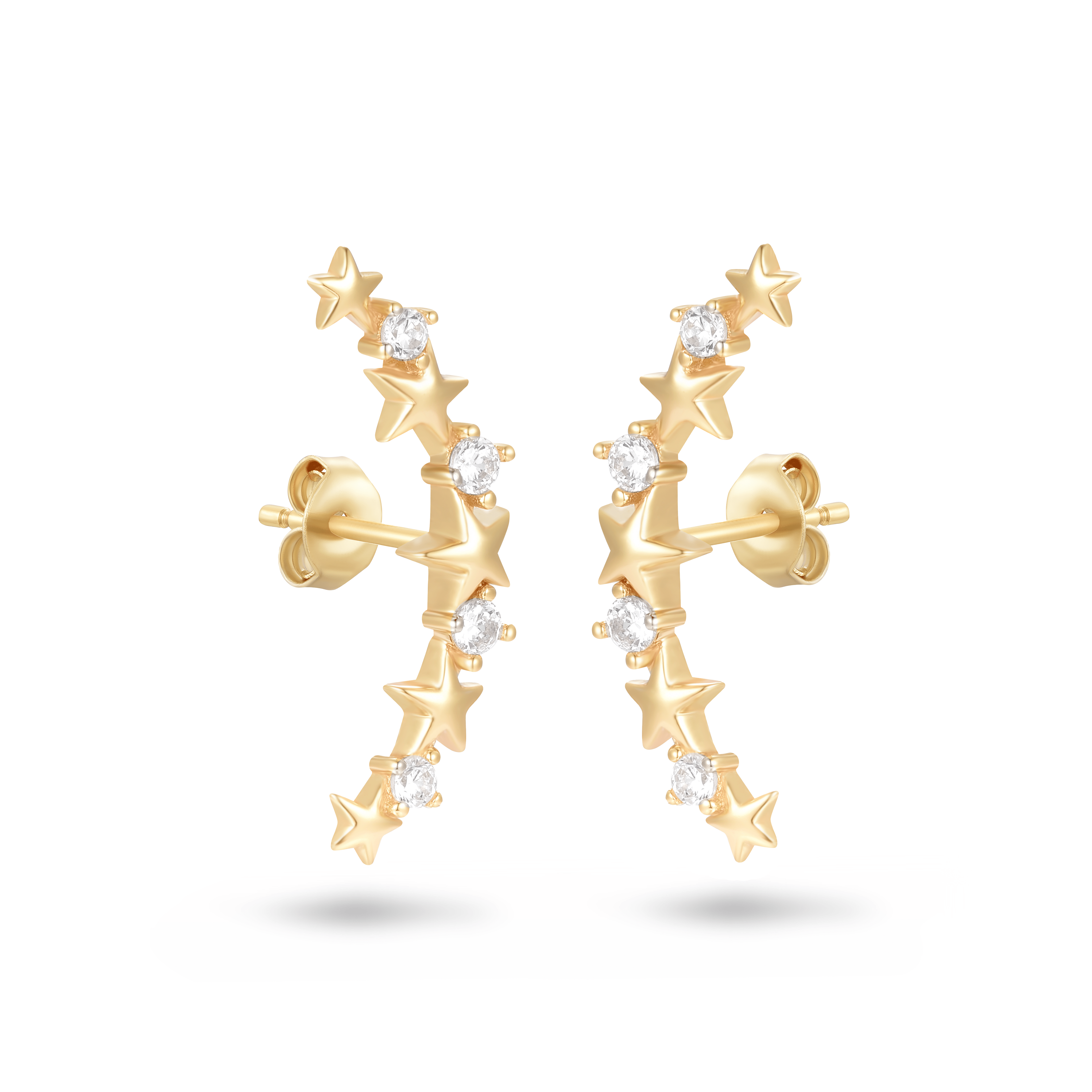 Boucles d'oreilles dorées Or jaune 18k assemblées d'Oxyde de zirconium - Maison Di Giorgio