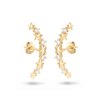 Boucles d'oreilles dorées Or jaune 18k assemblées d'Oxyde de zirconium - Maison Di Giorgio