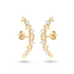 Boucles d'oreilles dorées Or jaune 18k assemblées d'Oxyde de zirconium - Maison Di Giorgio