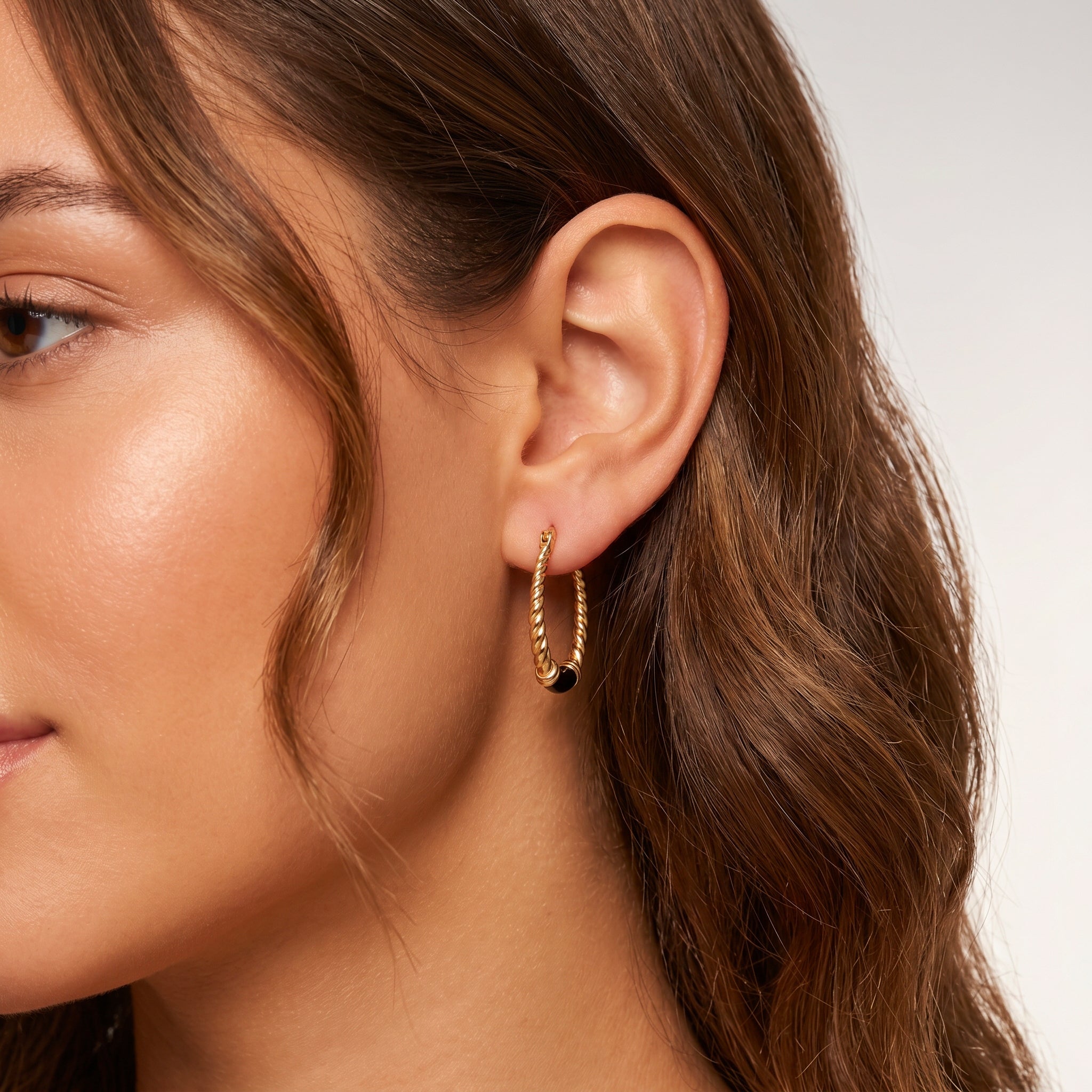 Boucles d'oreilles Lena - Dorées Or jaune 18k, Onyx noir - Maison Di Giorgio