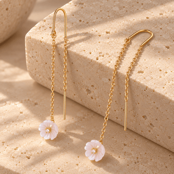 Boucles d'oreilles - Dorées Or jaune 18k, Nacre et Oxyde de zirconium - Maison Di Giorgio