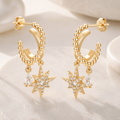 Boucles d'oreilles - Dorées Or jaune 18k, Oxyde de zirconium - Maison Di Giorgio