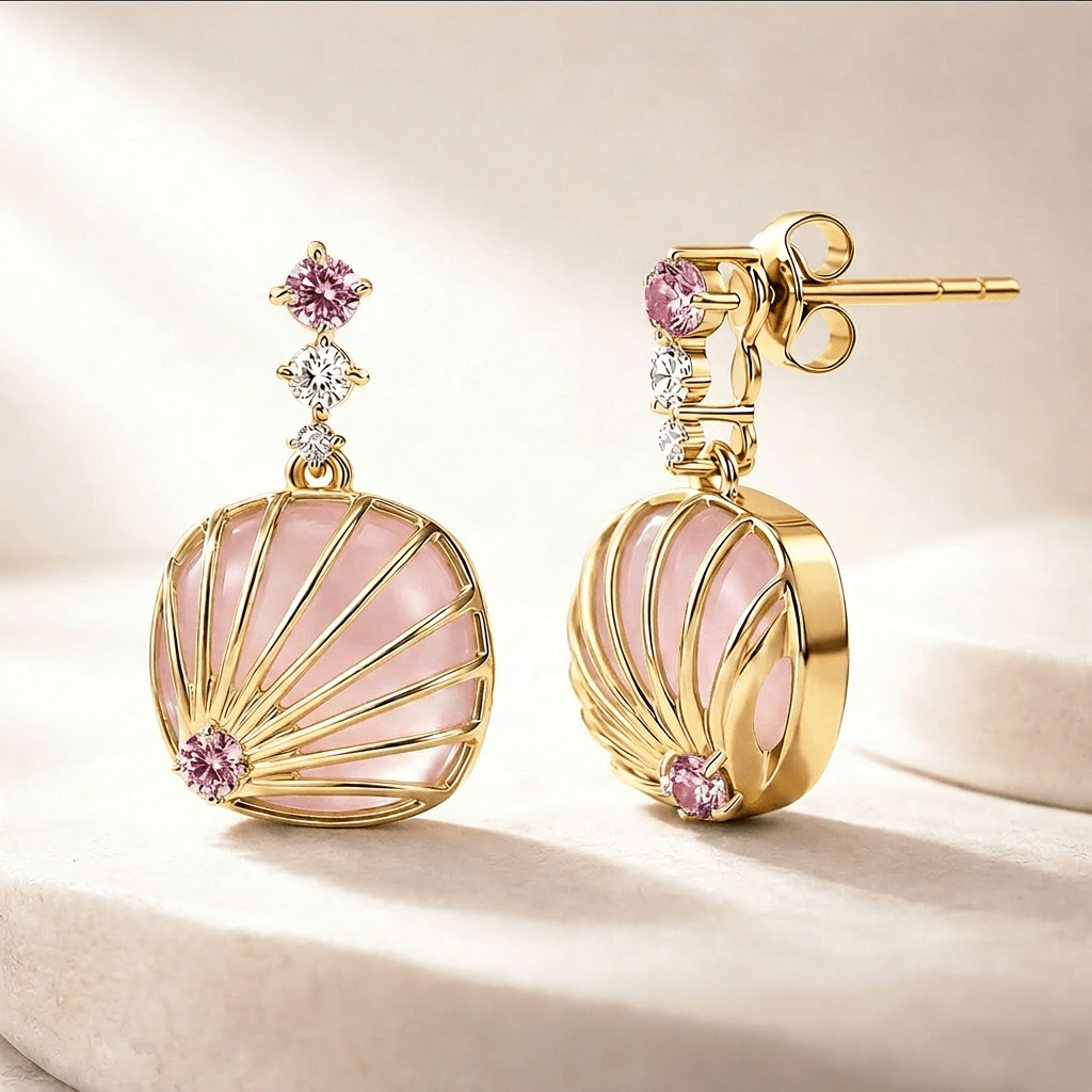 Boucles d'oreilles - Dorées Or jaune 18k, Quartz, Oxyde de zirconium - Maison Di Giorgio