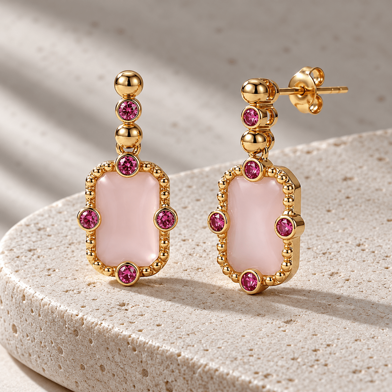 Boucles d'oreilles - Dorées Or jaune 18k, Quartz, Oxyde de zirconium - Maison Di Giorgio