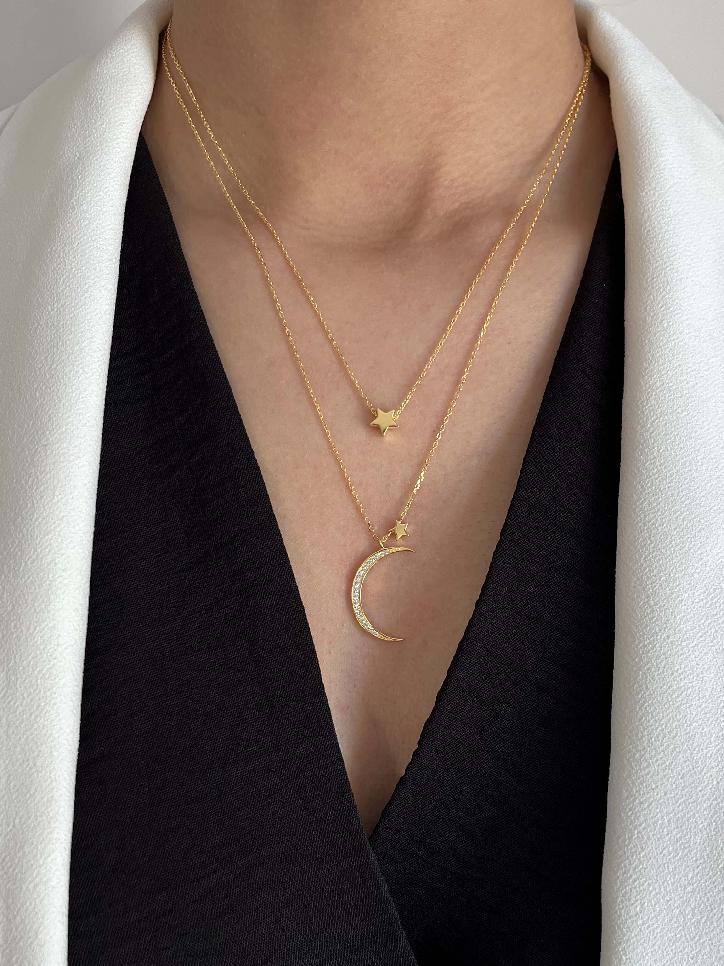 Collier doré Or jaune 18k assemblé d'oxyde de zirconium