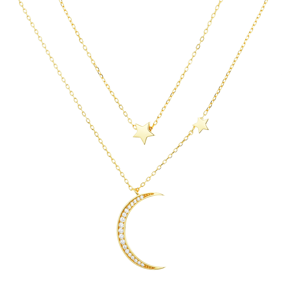 Collier doré Or jaune 18k assemblé d'oxyde de zirconium