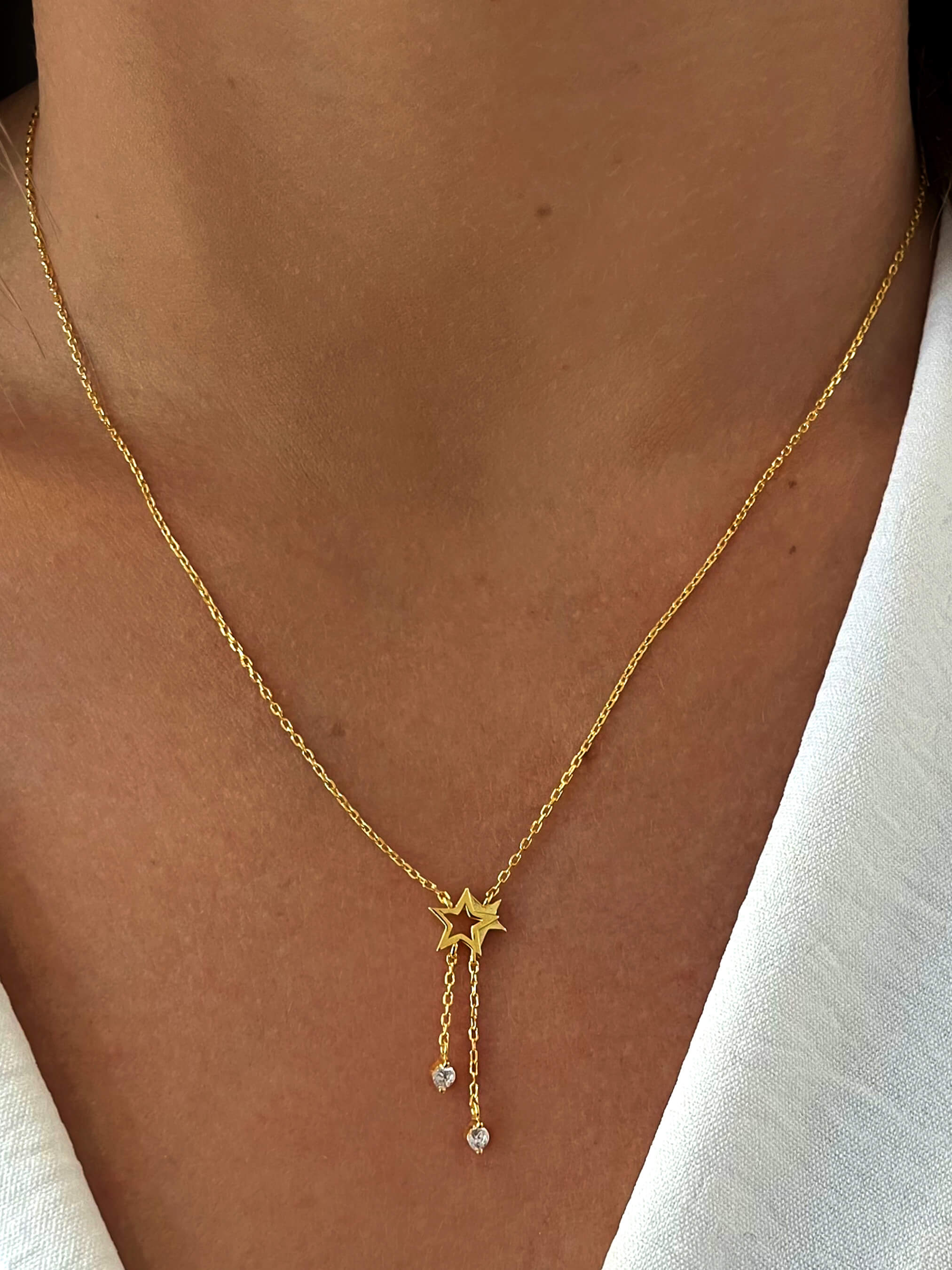 Collier doré Or jaune 18k assemblé d'oxyde de zirconium