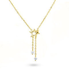 Collier doré Or jaune 18k assemblé d'oxyde de zirconium