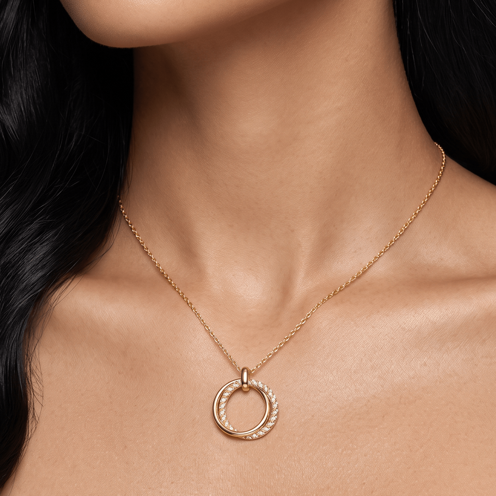 Collier - Doré à l'Or jaune fin, Oxyde de zirconium - Maison Di Giorgio
