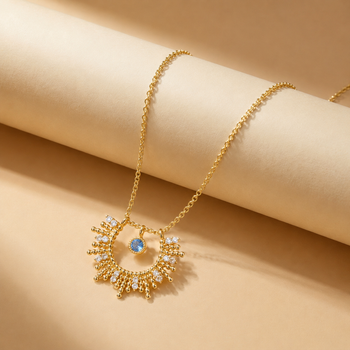 Collier - Doré à l'Or jaune fin, Oxyde de zirconium