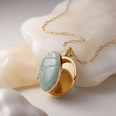 Médaillon - Doré Or jaune fin, Amazonite - Maison Di Giorgio