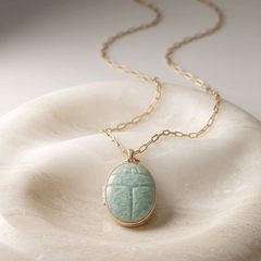 Médaillon - Doré Or jaune fin, Amazonite - Maison Di Giorgio