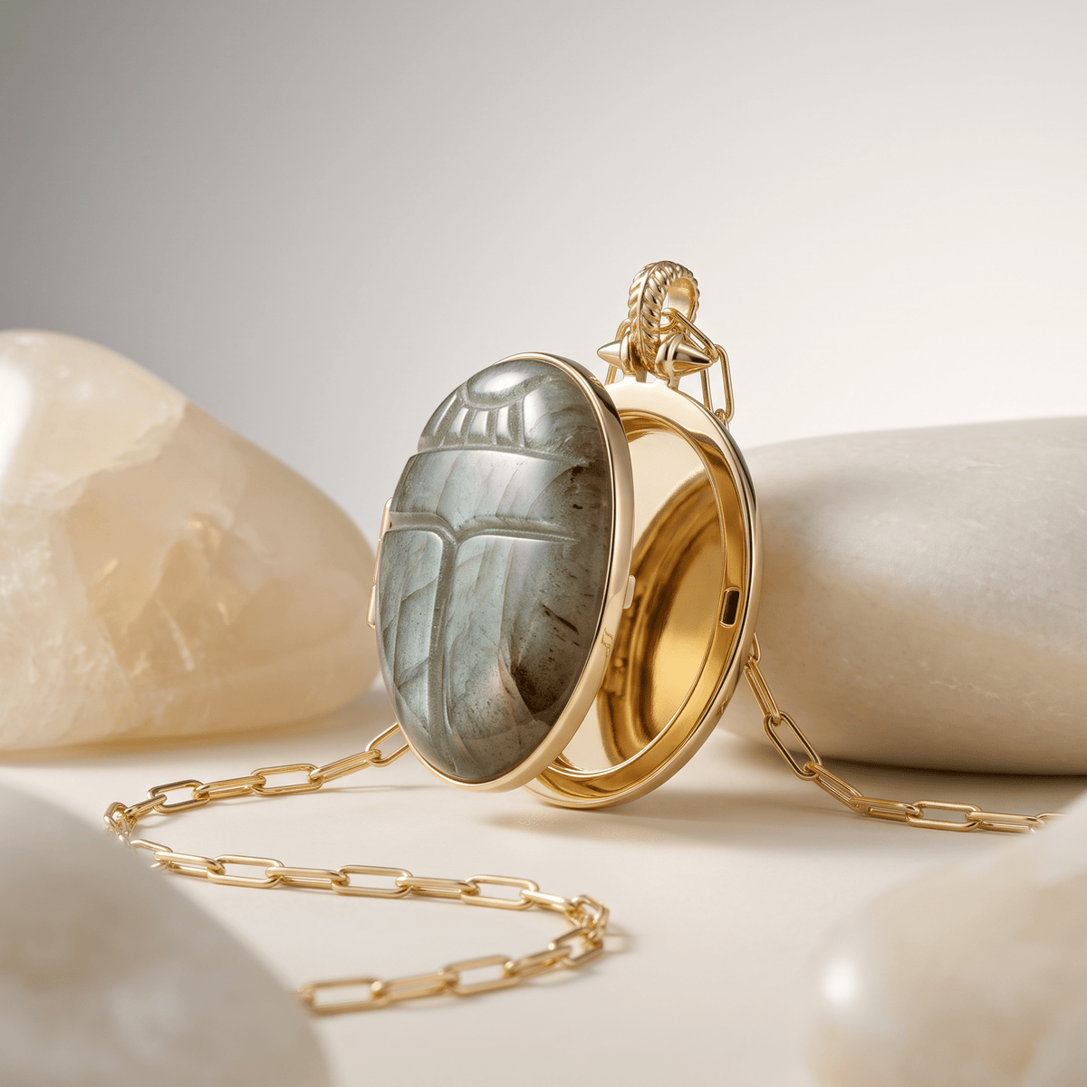 Médaillon - Doré Or jaune fin, Labradorite - Maison Di Giorgio