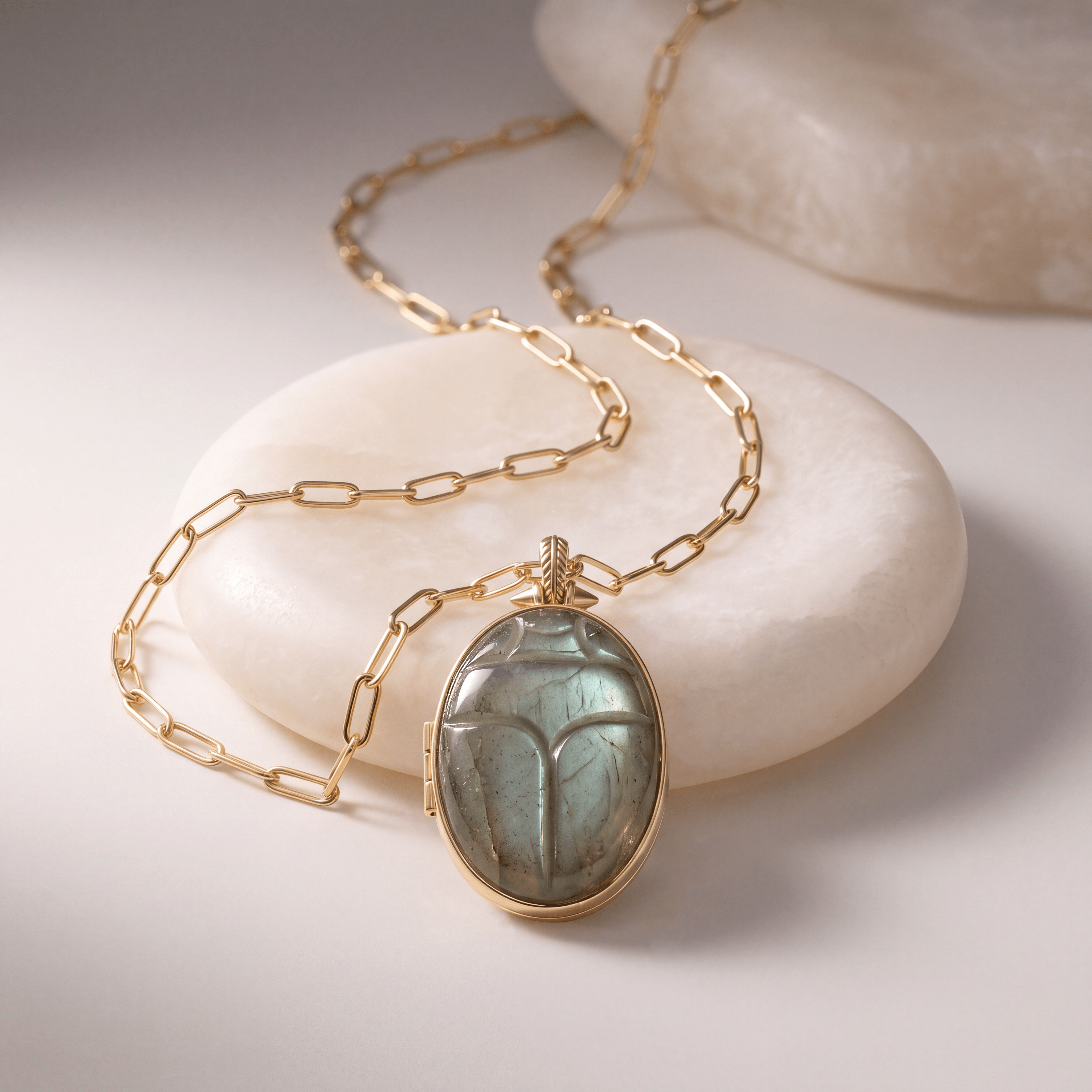Médaillon - Doré Or jaune fin, Labradorite - Maison Di Giorgio