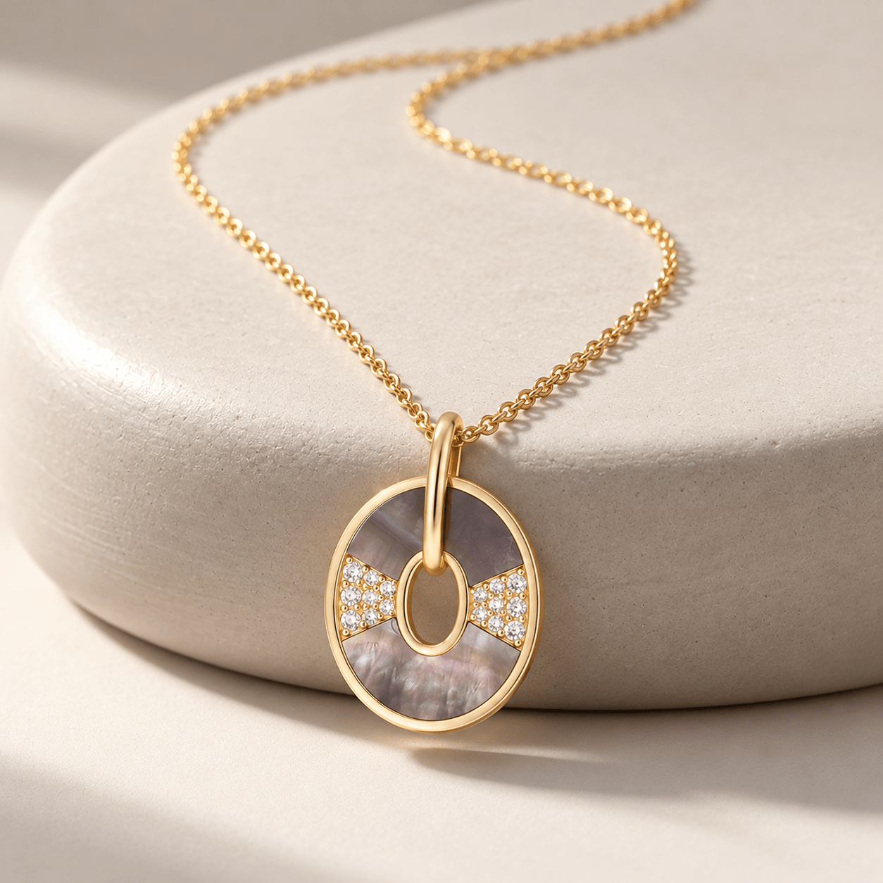 Collier - Doré Or jaune 18k, Nacre, Oxyde de zirconium - Maison Di Giorgio