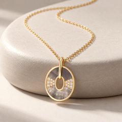 Collier - Doré Or jaune 18k, Nacre, Oxyde de zirconium - Maison Di Giorgio