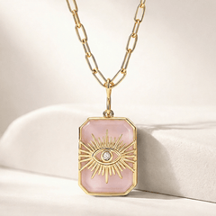 Pendentif avec chaîne - Doré Or jaune 18k, Quartz, Oxyde de zirconium - Maison Di Giorgio