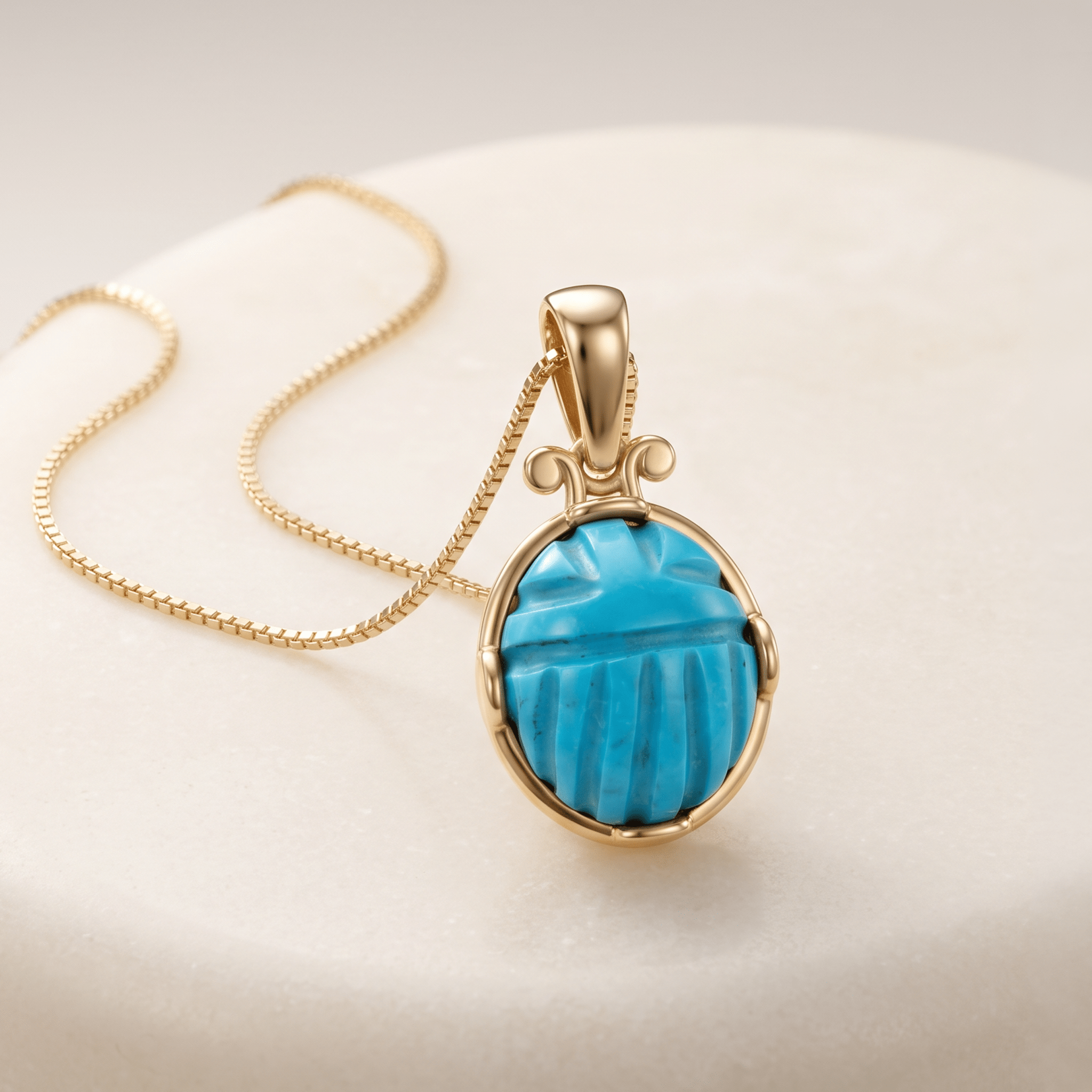 Médaillon doré Or jaune fin, Turquoise - Maison Di Giorgio