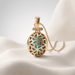 Médaillon doré Or jaune fin, Turquoise - Maison Di Giorgio