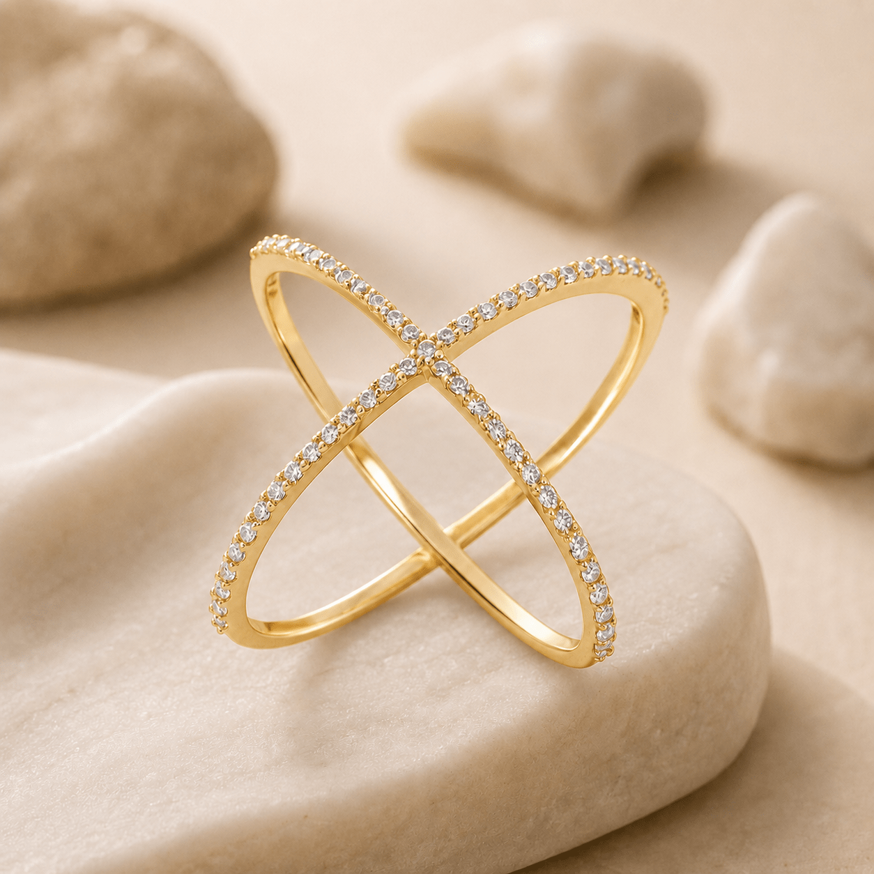Bague - Dorée Or jaune 18k, Oxyde de zirconium - Maison Di Giorgio