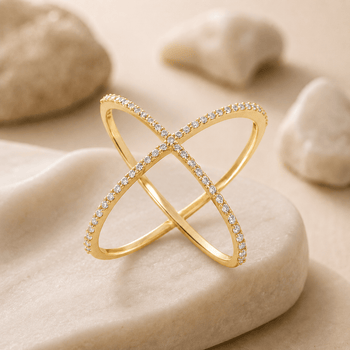 Bague - Dorée Or jaune 18k, Oxyde de zirconium - Maison Di Giorgio