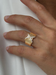 Bague dorée Or jaune 18k assemblée d'Oxyde de zirconium - Maison Di Giorgio