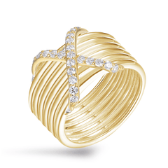 Bague dorée Or jaune 18k assemblée d'Oxyde de zirconium - Maison Di Giorgio