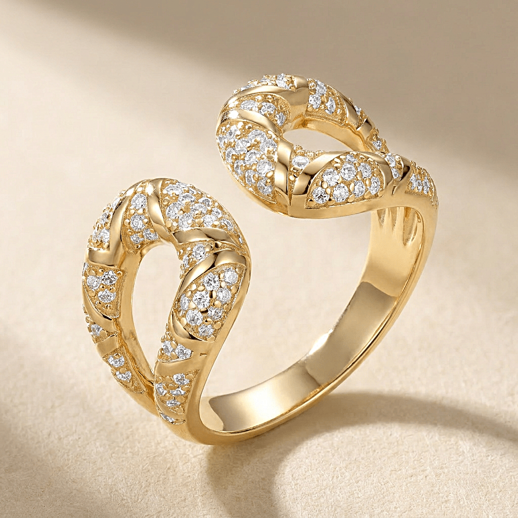 Bague - Dorée à l'Or jaune fin, Oxyde de zirconium - Maison Di Giorgio