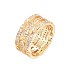 Bague dorée Or jaune 18k assemblée d'Oxyde de zirconium - Maison Di Giorgio