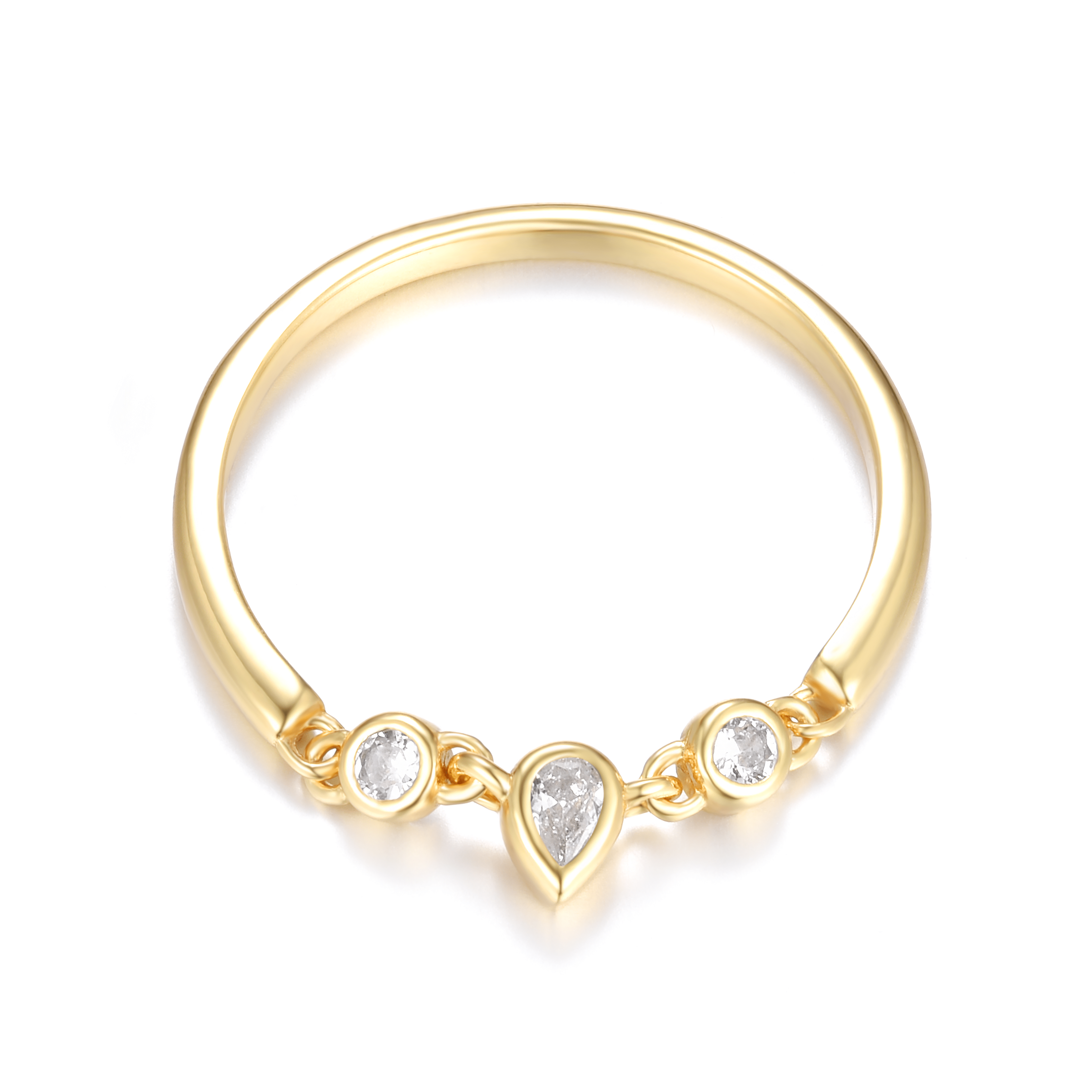 Bague dorée Or jaune 18k assemblée d'Oxyde de zirconium - Maison Di Giorgio