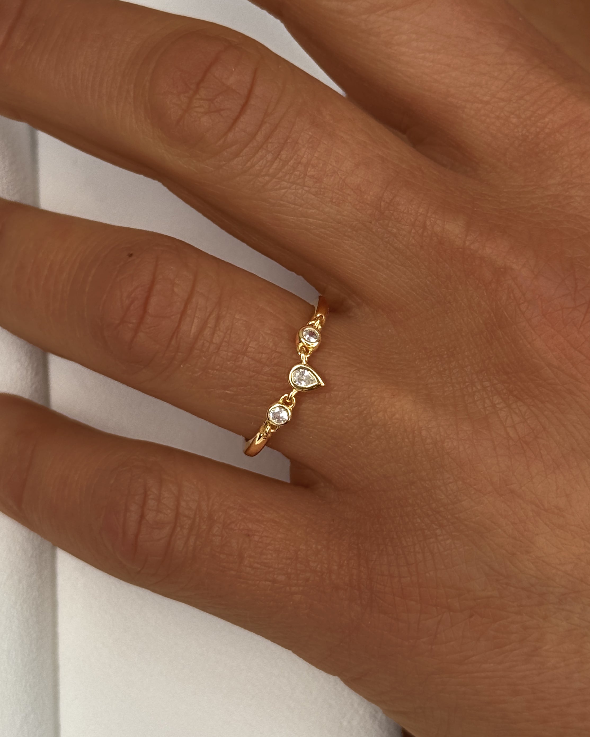 Bague dorée Or jaune 18k assemblée d'Oxyde de zirconium - Maison Di Giorgio