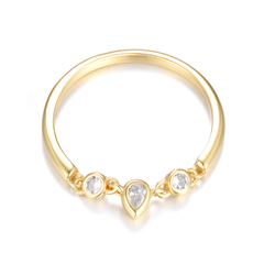Bague dorée Or jaune 18k assemblée d'Oxyde de zirconium - Maison Di Giorgio
