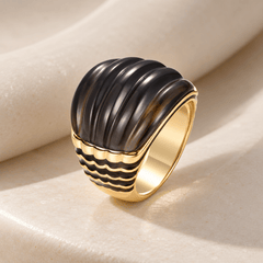 Bague - Dorée Or jaune 18k, Obsidienne, Émail - Maison Di Giorgio