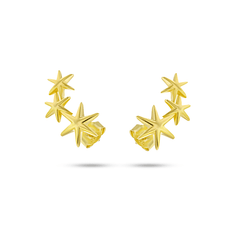 Boucles d'oreilles dorées Or jaune 18k assemblées d'oxyde de zirconium