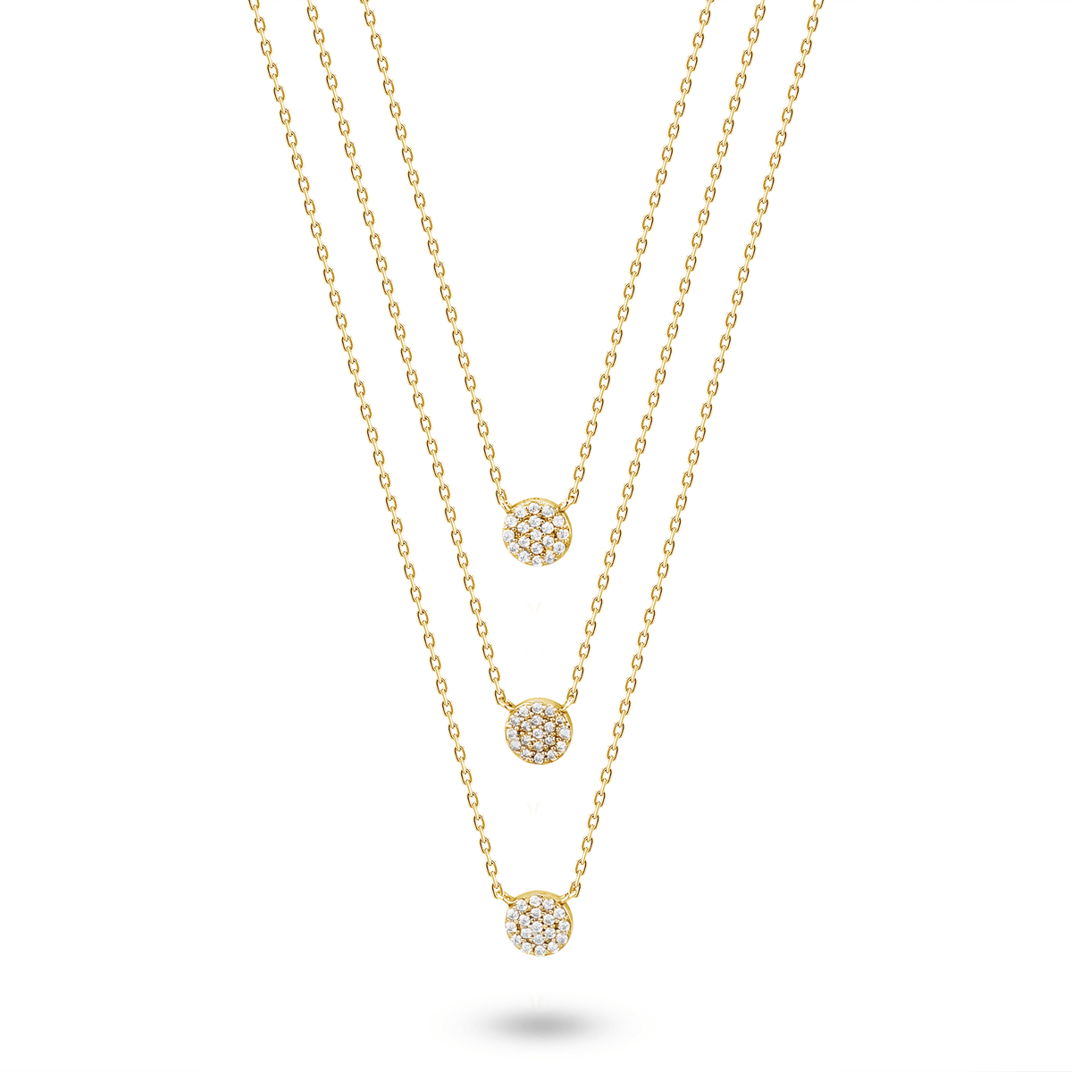 Collier doré Or jaune 18k assemblé d'oxyde de zirconium