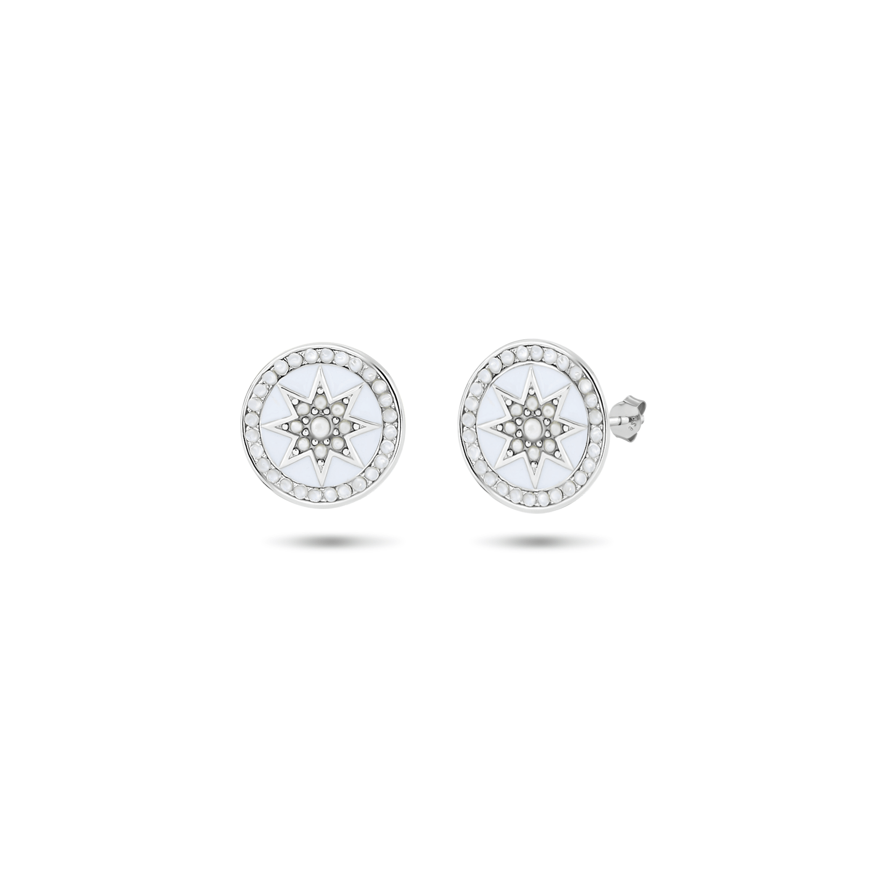 Boucles d'oreilles Argentées, Émail, Perle - Maison Di Giorgio