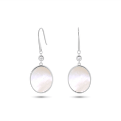 Boucles d'oreilles Argentées, Nacre, Oxyde de zirconium - Maison Di Giorgio