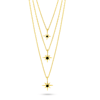 Collier doré Or jaune 18k assemblé d'oxyde de zirconium noir - Maison Di Giorgio