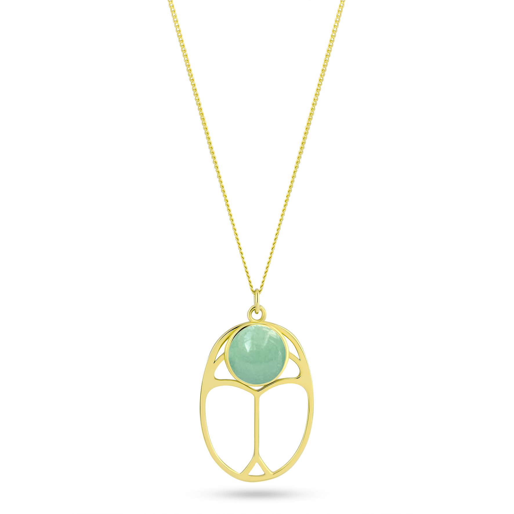 Collier doré Or jaune 18k, Amazonite - Maison Di Giorgio