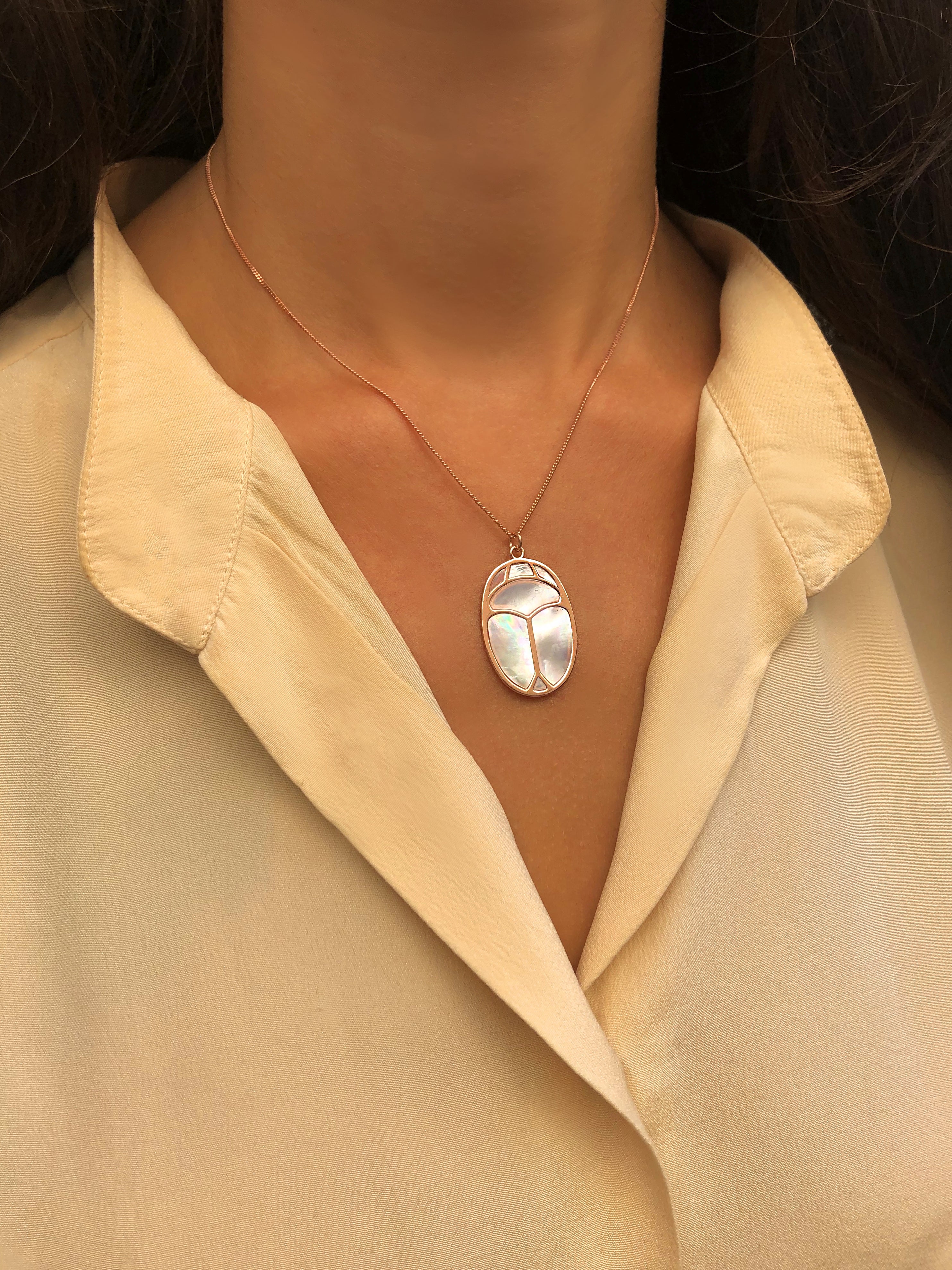 Collier doré Or rose 18k, Nacre - Maison Di Giorgio