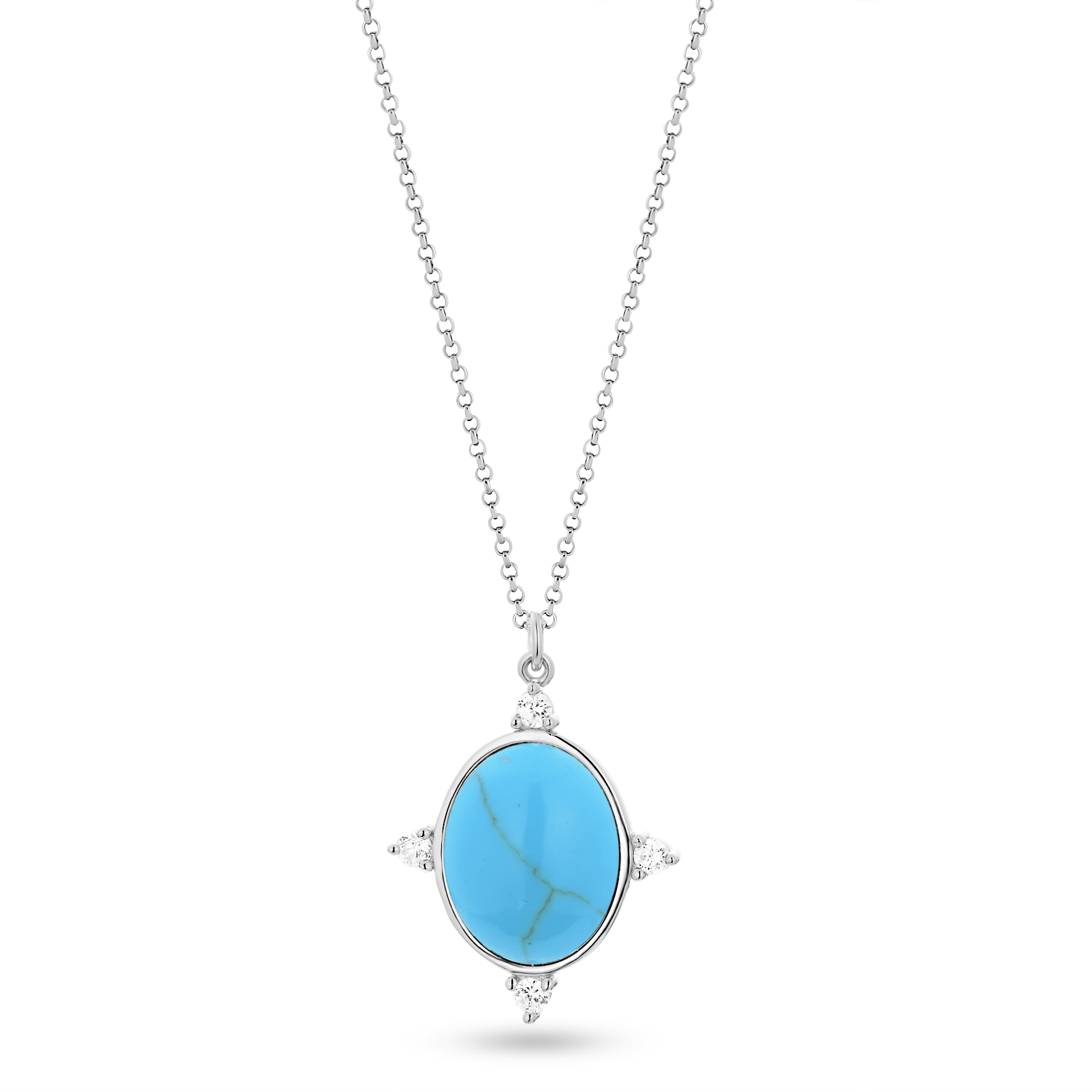 Collier Argenté assemblé de Turquoise et d'Oxyde de zirconium - Maison Di Giorgio