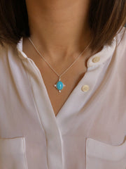 Collier Argenté assemblé de Turquoise et d'Oxyde de zirconium - Maison Di Giorgio