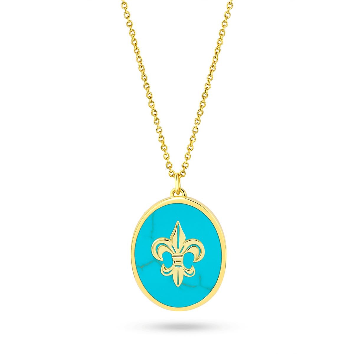 Collier doré Or jaune 18k assemblé de Turquoise - Maison Di Giorgio