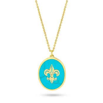 Collier doré Or jaune 18k assemblé de Turquoise - Maison Di Giorgio
