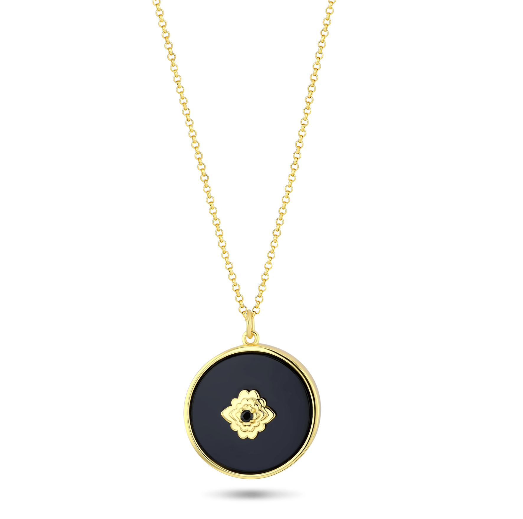 Collier réversible doré Or jaune 18k, Nacre, Onyx noir, Oxyde de zirconium - Maison Di Giorgio