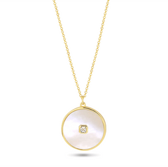 Collier réversible doré Or jaune 18k, Nacre, Onyx noir, Oxyde de zirconium - Maison Di Giorgio