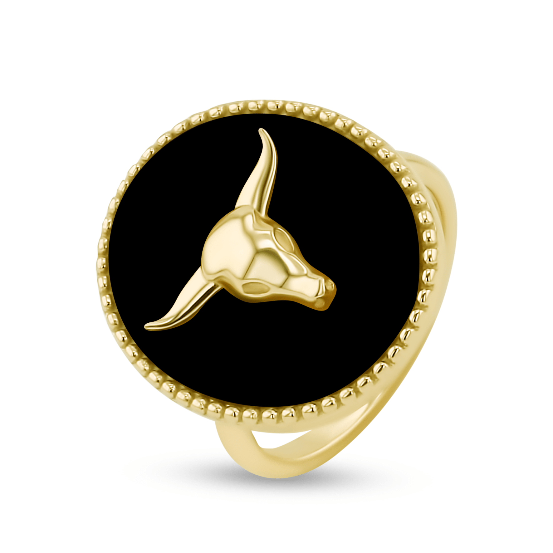 Bague dorée Or jaune 18, Onyx noir - Maison Di Giorgio