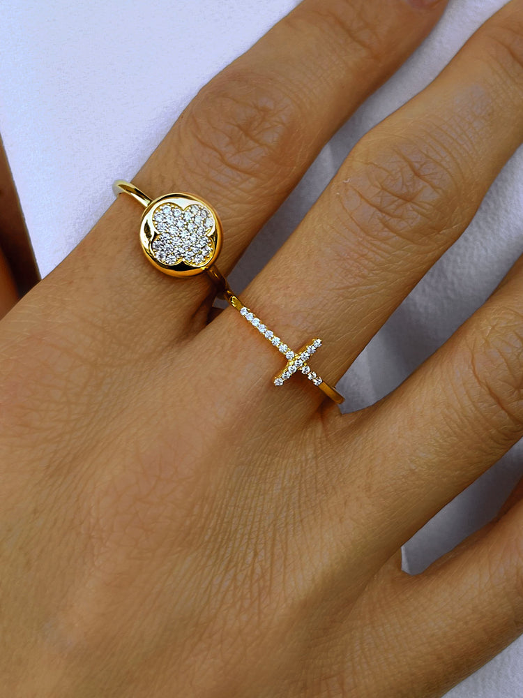 Bague dorée Or jaune 18k assemblée d'oxyde de zirconium - Maison Di Giorgio