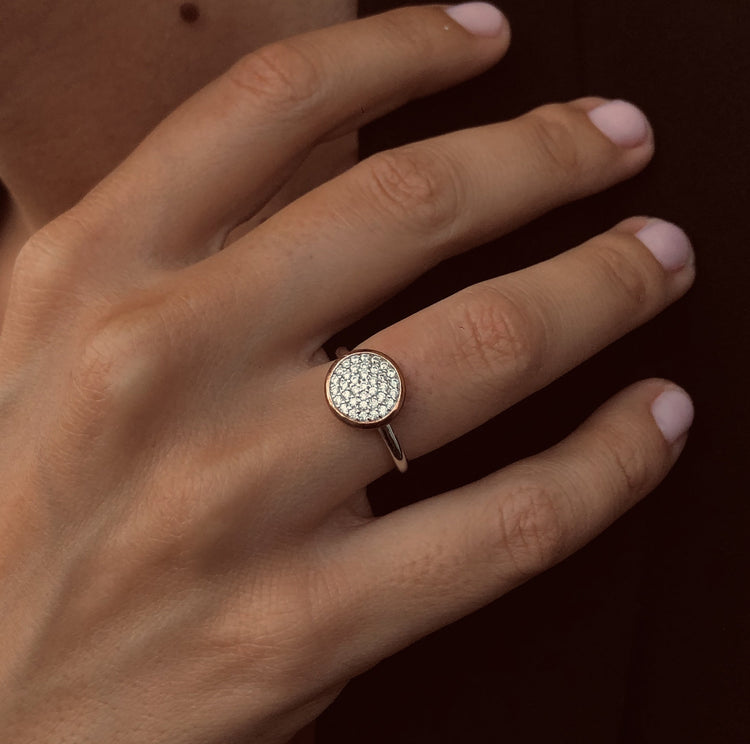 Bague en Argent 925 plaqué Rhodium et Or rose 18k assemblée d'oxyde de zirconium - Maison Di Giorgio