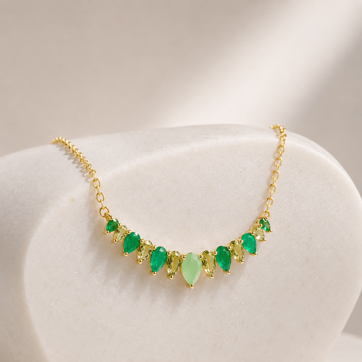 Collier - Argent 925 doré Or jaune 18k, Onyx, Aventurine et Péridot - Maison Di Giorgio